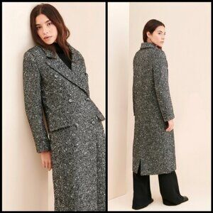 ASTR The Label Morana Coat Wool Long Oversized Boucle Double Breasted Black M